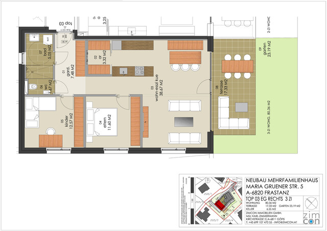 3-Zi Gartenwohnung mit Wohnbauförderung Top 3 in Frastanz 