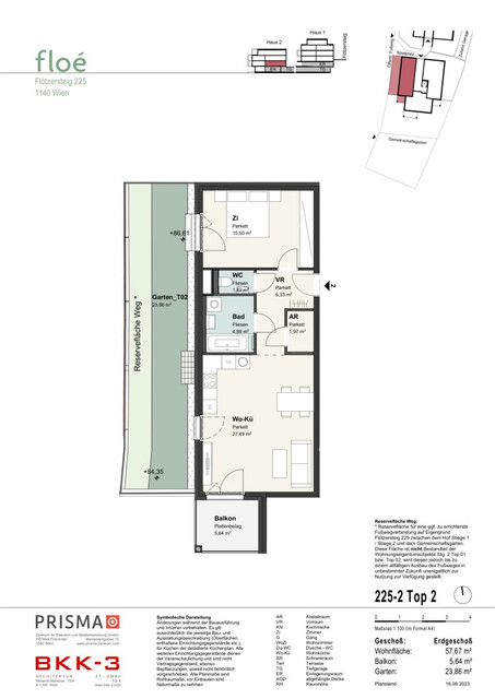 floé 225 - attraktive 2-Zimmer-Wohnung in Ruhelage mit Balkon und Garten