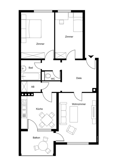 Attraktive 3-Zimmer-Wohnung mit Balkon und herrlichem Weitblick