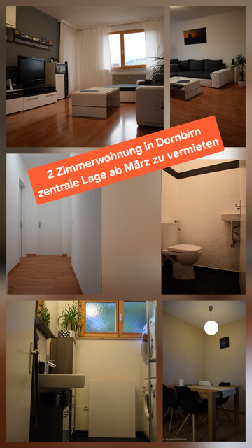 Gut geschnittene 2-Zimmer-Wohnung in Dornbirn in zentraler Lage zu vermieten 