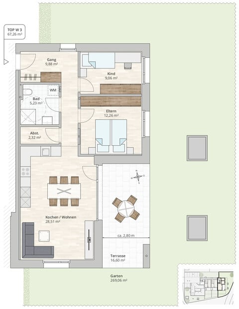 3-Zi-Gartenwohnung TOP 3 in Rankweil, Vorderlandstraße 2
