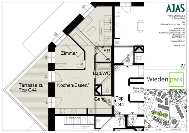 Helle moderne 4-Zi-Wohnung, 2-geschossig  mit großer Terrasse