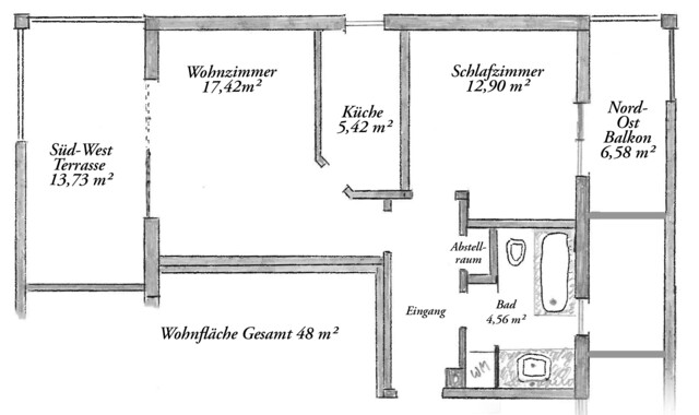 Schöne 2-Zimmer-Dachterrassenwohnung in zentraler Lage in Gisingen zu vermieten