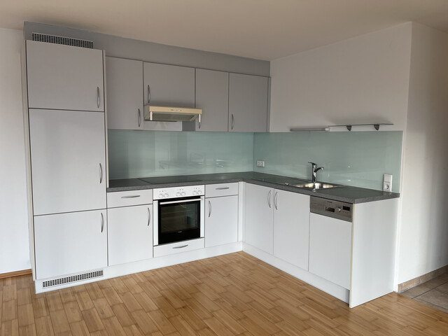 Terrassenwohnung 60m² mit 43 m² Terrasse, 4,5 m² Abstellraum, Parkplatz und Carport.