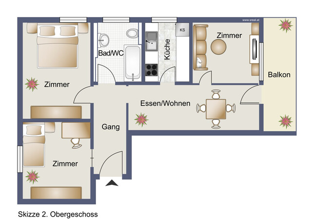 4-Zimmer-Wohnung mit Balkon & Garagenbox in ruhiger Lage