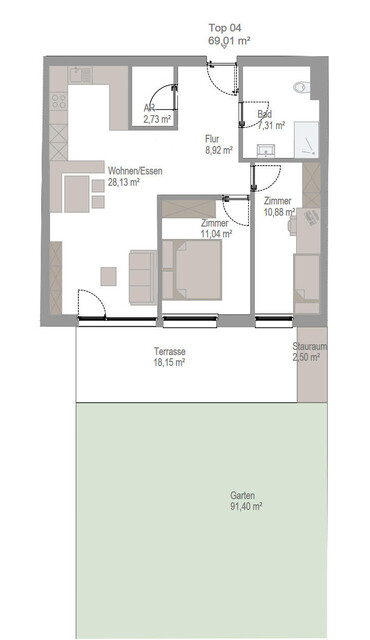 Privatverkauf: hochwertige 3-Zimmer-Gartenwohnung in Hohenems mit idealer Infrastruktur