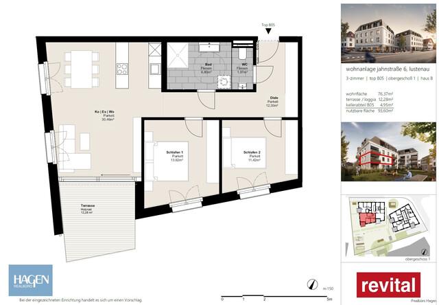 Neubau im Zentrum - Top B.05
3-Zimmerwohnung im 1. OG
ATTRAKTIVE FINANZIERUNG