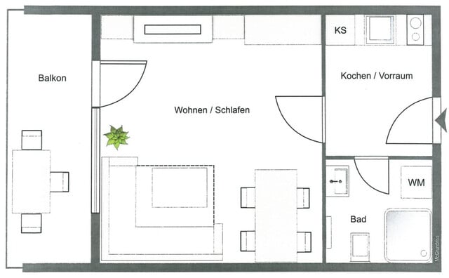 Einzimmerwohnung in ruhiger Lage in Wolfurt zu vermieten