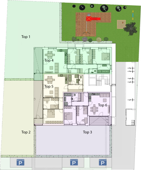 3 Zimmer Gartenwohnung Süd-West orientiert . SEEnahes FREIstehendes DREIgeschoßiges Wohngebäude  Angrenzend an Weingärten. In Sackgasse. T2