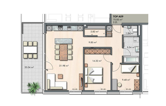 Sehr sonnige 3-Zimmer Terrassenwohnung (Bezugsbereit)