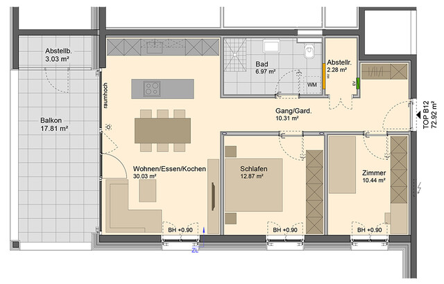 Die perfekte 3-Zimmer Dachgeschosswohnung (Top B12)