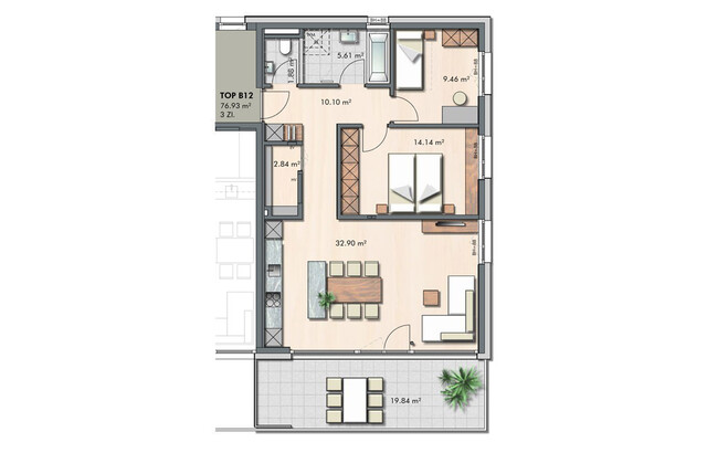 Sonnige 3-Zimmer Terrassenwohnung zum Sofortbezug (Top B12)