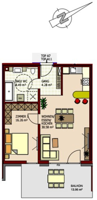 Großzügige 2-Zimmer-Wohnung in Lustenau zu vermieten
Lustenau Pontenstraße 6a Top11