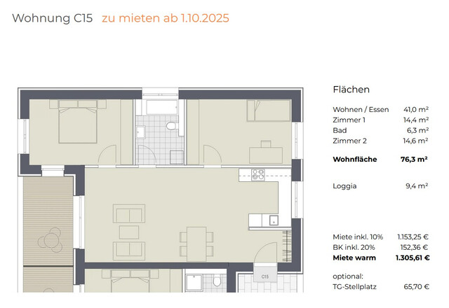 Helle 3-Zimmer-Wohnung mit Bergblick