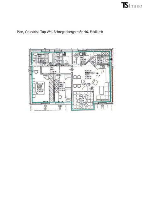 Feldkirch-Tosters: 3-Zimmer-Wohnung 74,34 m2 mit Balkon inklusive 1 KFZ-Abstellplatz