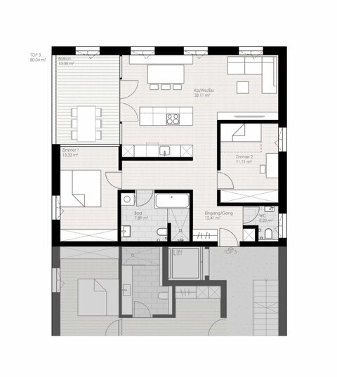 Moderne 3-Zimmer-Neubauwohnung mit Terrasse und herrlichem Abendpanorama in Lingenau