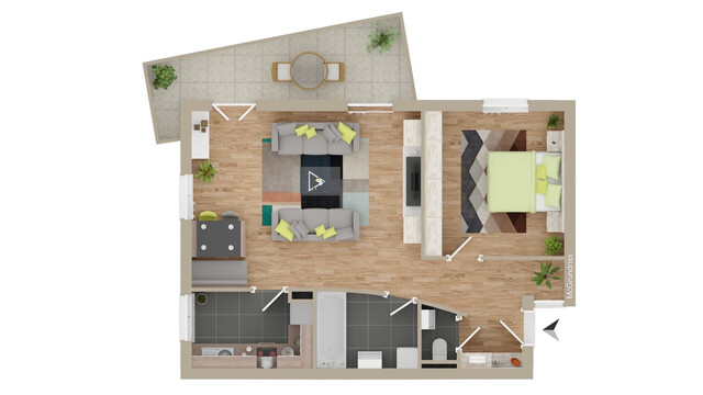 2-Zimmer-Wohnung mit Tiefgarage zur Miete