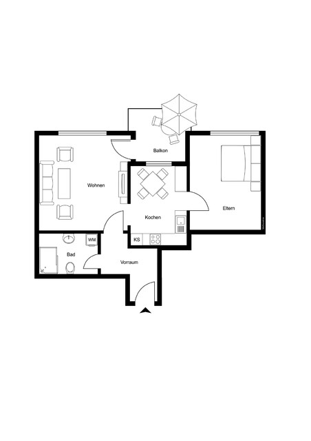 Gemütliche 2-Zimmer-Wohnung mit großzügiger Küche