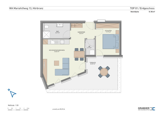 2-Zi-Wohnung mit Abstellraum und riesiger Terrasse