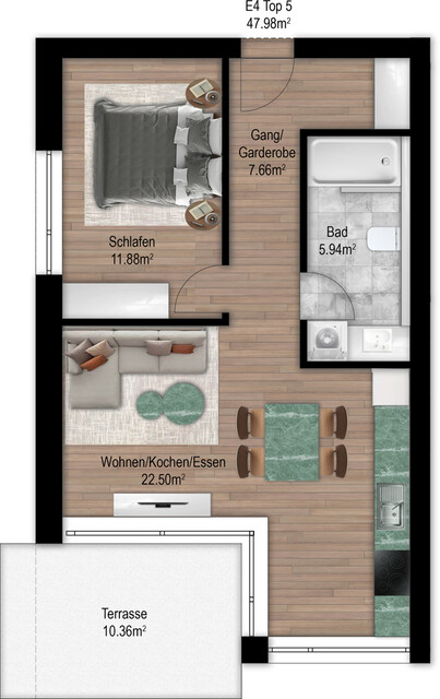 NEUBAU: 2 Zimmer Dachgeschosswohnung in Frastanz, Top 5a