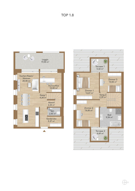 Spezielle Finanzierungsangebote für Grenzgänger: Maisonettenwohnung mit 3 Terrassen