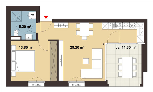 Kompakte 2-Zimmer-Gartenwohnung | A03