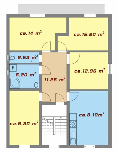 Schöne, helle, 5 Zimmer Wohnung mit 80 m², Balkon, Carport und Abstellraum.