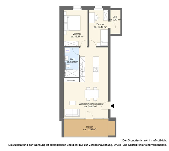 Helle 3 Zimmer Neubauwohnung - Erstbezug 