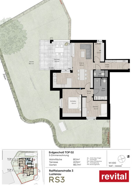 Spitzenlage - zentrumsnahe & ruhige Gartenwohnung - Top 2 - Bezugsbereit