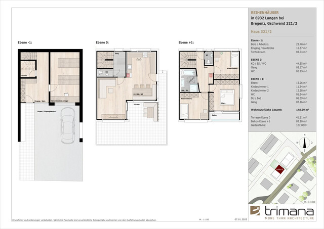 Neubau: das beliebte trimana Vollholz Doppelhaus mit 140 m² - in Langen bei Bregenz, Top Lage, Baubeginn im März 2026