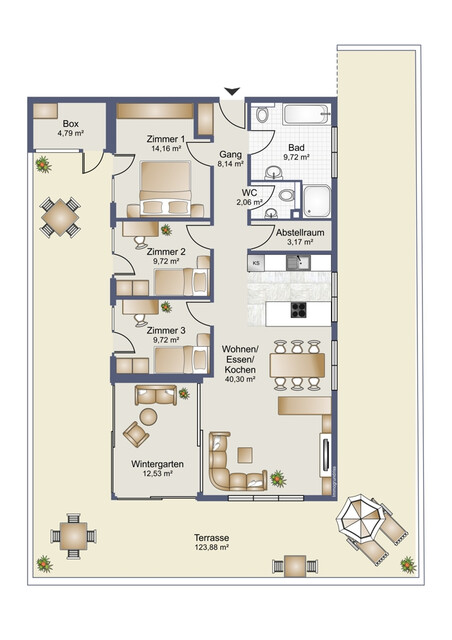 Modernes, lichtdurchflutetes Penthouse 
in exklusiver Kleinwohnanlage