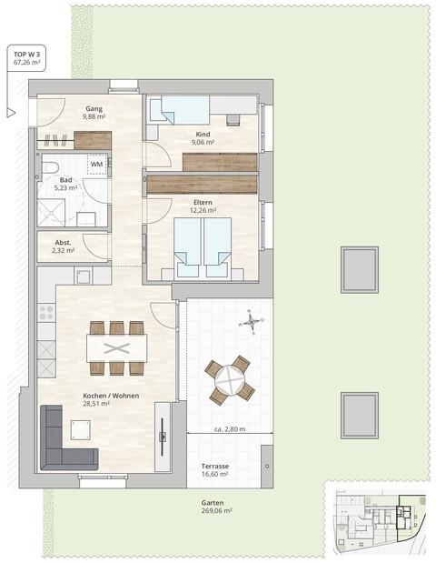 3-Zi-Gartenwohnung TOP 3 in Rankweil, Vorderlandstraße 2