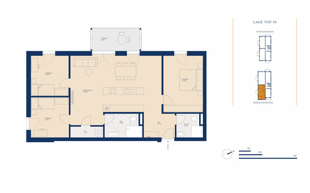 Top 10 Haus 1  |  Wunderbare 4-Zimmer-Eck-Terrassen-Whg. Marienstraße 10 + 10a in Gisingen zu verkaufen!