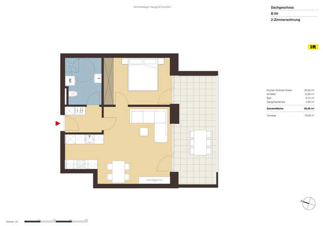 Neuwertige 2-Zimmer-Dachgeschoß-Wohnung mit großzügiger Terrasse in Dornbirn