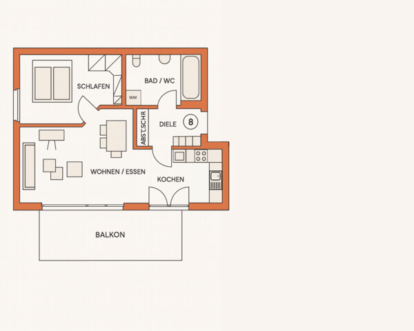 Helle 2-Zimmer-Wohnung im EG mit großem Balkon und Kellerabteil in Top Lage!