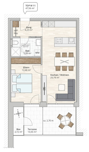 2-Zi-Terrassenwohnung TOP 11 in Rankweil, Vorderlandstraße 2