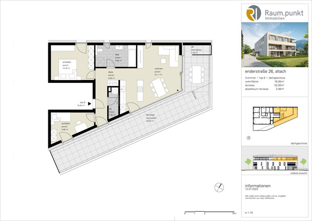 Wohnanlage in Altach | 3-Zimmer-Dachgeschosswohnung mit Terrasse