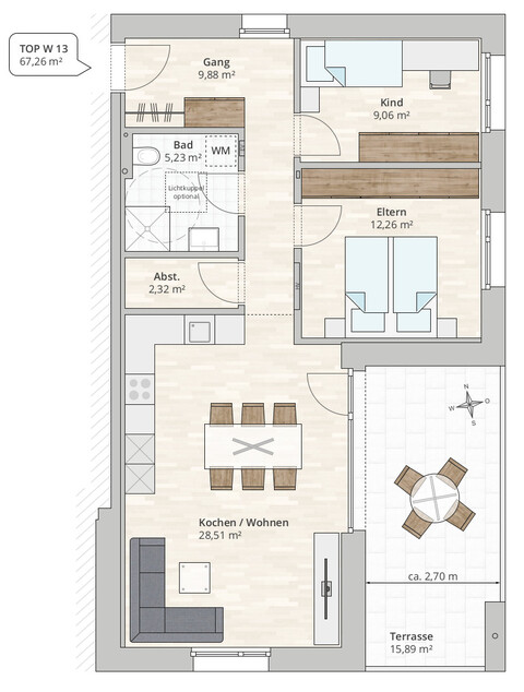 3-Zi-Dachgeschosswohnung TOP 13 in Rankweil, Vorderlandstraße 2