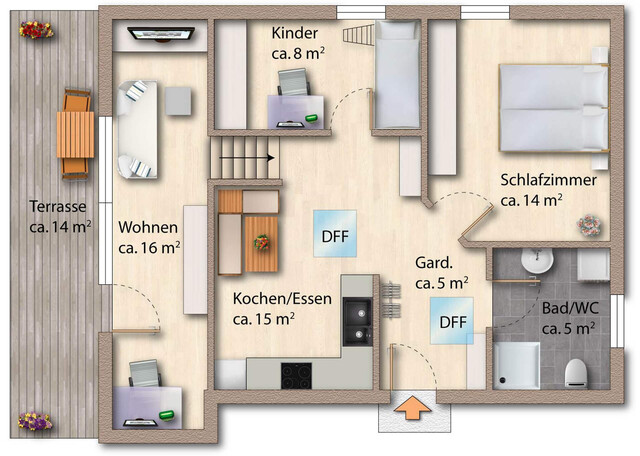 Kleine charmante 3-Zimmer-Wohnung in Frastanz mit Balkon und Gartenanteil