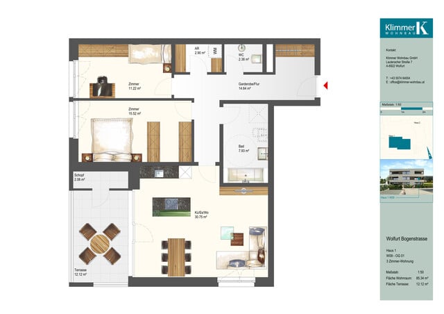 Gepflegte 3-Zimmer-Terrassenwohnung in Wolfurt