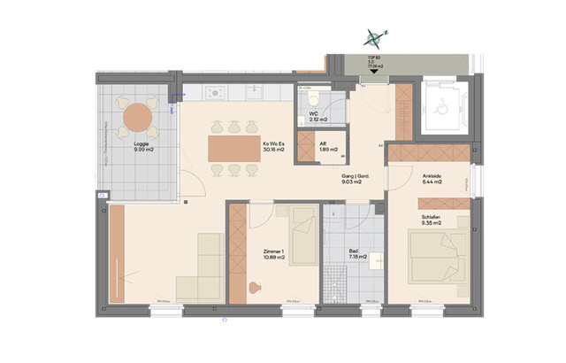 Wohngenuss pur den Bergen so nah: 3-Zimmer Wohnung mit Terrasse und Wohnbauförderung (Top B3)