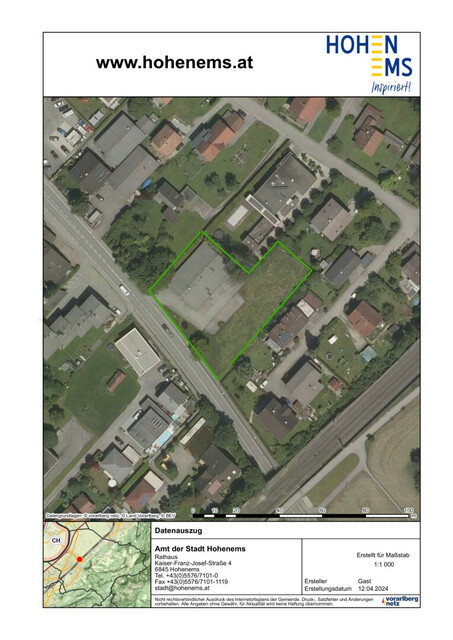 Grundstück in Top-Lage von Hohenems wartet auf Ihr Projekt - ca. 2600 m² für Wohn- und Gewerbebebauung