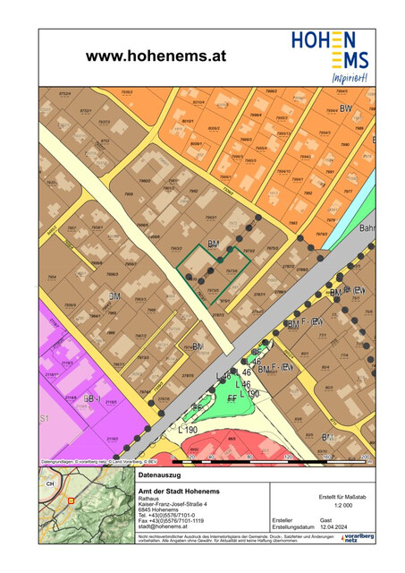 Grundstück in Top-Lage von Hohenems wartet auf Ihr Projekt - ca. 2600 m² für Wohn- und Gewerbebebauung