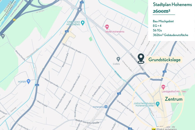 Grundstück in Top-Lage von Hohenems wartet auf Ihr Projekt - ca. 2600 m² für Wohn- und Gewerbebebauung