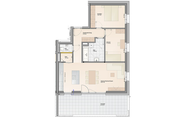 Purer Wohnkomfort mit großer Terrasse: 3-Zimmer Neubauwohnung am Rheindamm in Lustenau (Top A07)