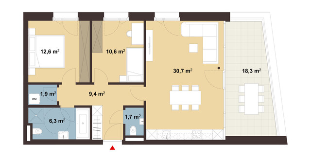 3-Zimmerwohnung mit großer Terrasse | Top 15