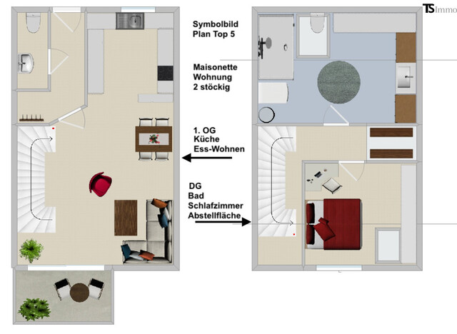 Bludenz: 2-Zimmer-Maisonette-Wohnung ca. 57 m² mit überdachtem Balkon – großzügiges Wohnen auf zwei Ebenen