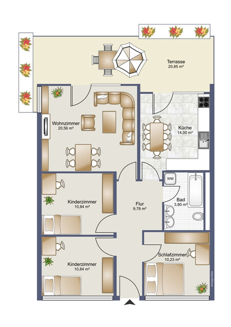 Schöne Familienwohnung mit herrlicher Terrasse