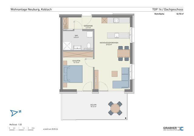 2-Zimmer-Dachgeschosswohnung mit Balkon