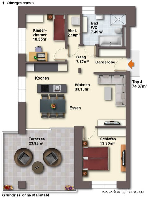 NEUWERTIG: 3 Zimmer Terrassenwohnung mit sehr hochwertiger Ausstattung und TG-Platz in Gisingen/FK!